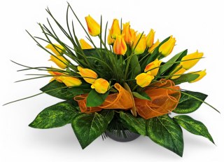 STROIK NA CMENTARZ KWIATY TULIPANY NA GRÓB POMNIK WZÓR WIOSENNY