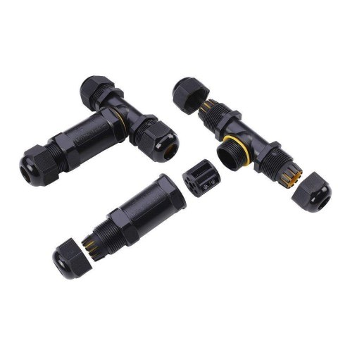 Złączka Mufa Hermetyczna 3x3Pin Czarna Trójnik 0.5-4mm2 Średnica przewodu 8-12mm IP68 V-TACC VT-869 Złączka Mufa Hermetyczna 3x3Pin Czarna Trójnik 0.5-4mm2 Średnica przewodu 8-12mm IP68 V-TACC VT-869