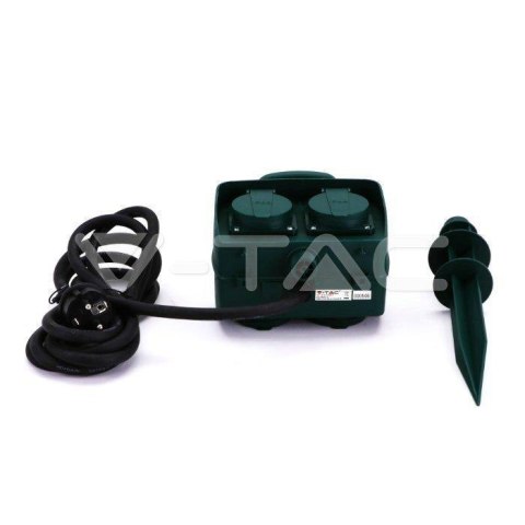Gniazda ogrodowe V-TAC 4 gniazda 3m szpilka do wbijania IP44 schuko VT-1114-3
