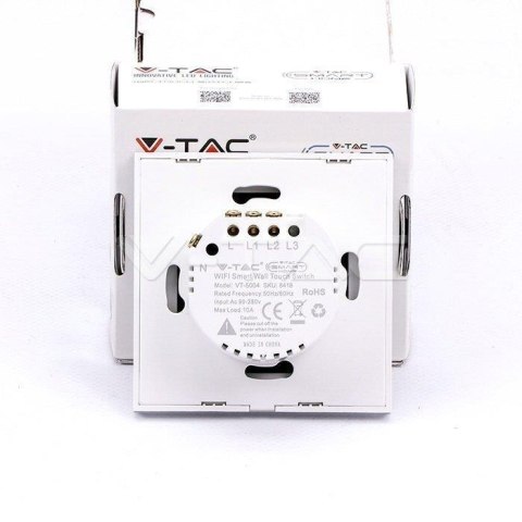 Włącznik Szklany SMART WiFi V-TAC Podwójny Biały Amazon Alexa, Google Home, Nest VT-5004 Włącznik Szklany SMART WiFi V-TAC Podwójny Biały Amazon Alexa, Google Home, Nest VT-5004