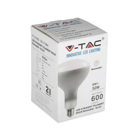 Żarówka LED V-TAC 8W Filament E27 R125 Ściemnialna VT-2198D 4000K 600lm Żarówka LED V-TAC 8W Filament E27 R125 Ściemnialna VT-2198D 4000K 600lm