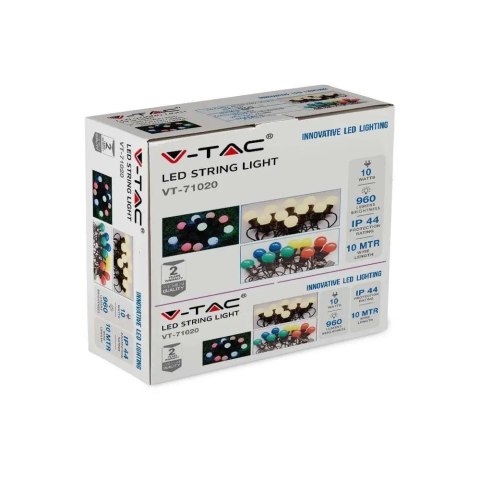 Girlanda ogrodowa V-TAC (sznur) LED 10 metrów 20 żarówek 0,5W IP44 VT-71020 3000K 960lm