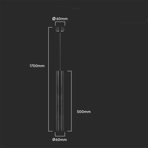 Oprawa zwieszana V-TAC GU10 GU10 czarny 60x500mm VT-976-500 3 lata gwarancji