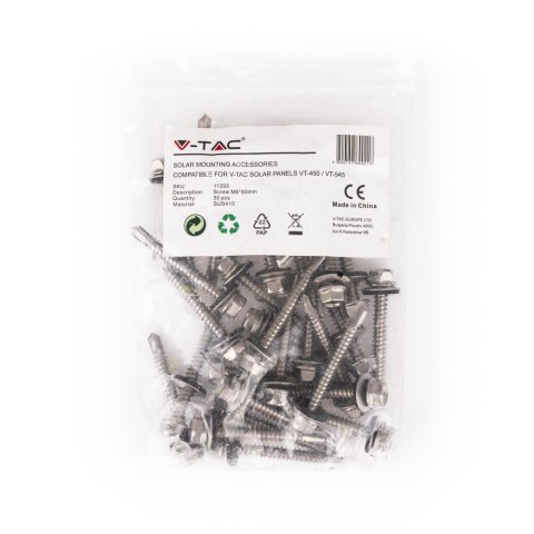 Wkręt Montażowy Samowiercący M6x50mm paneli PV (opak. 30szt) V-TAC
