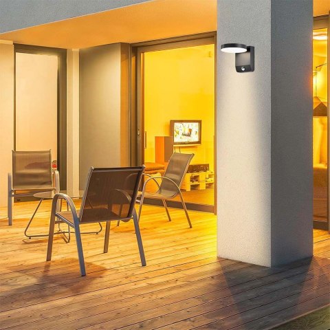 Projektor oprawa elewacyjna V-TAC 17W LED czujnik ruchu okrągła czarna IP65 VT-11020S 4000K 2520lm