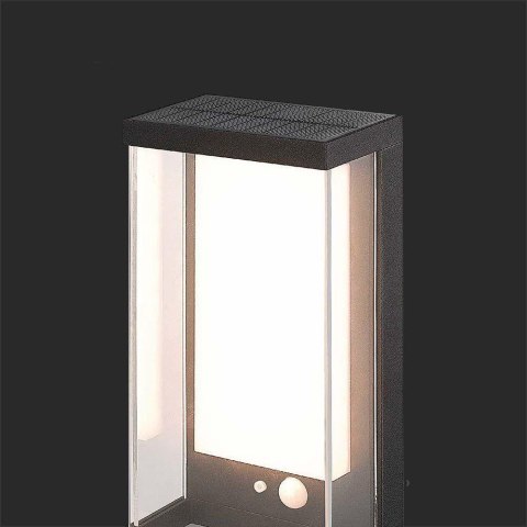 Kinkiet ogrodowy ścienny solarny V-TAC 1W LED czujnik ruchu IP65 czarny VT-1193 3000K 95lm