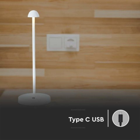 Lampka biurkowa nocna V-TAC 3W LED 29cm ładowanie USB ściemnianie biała VT-1073 3000K-6000K 130lm