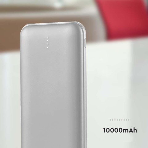 Power bank V-TAC 10000mAh slim type C srebrny VT-3527