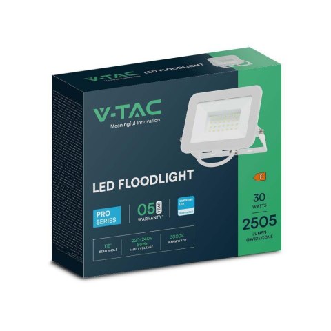 Projektor LED V-TAC 30W SAMSUNG CHIP PRO-S biały VT-44030 6500K 2505lm 5 lat gwarancji