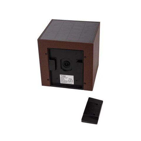Oprawa Ścienna Solarna V-TAC 9W LED COB Regulowana Brąz Corten Kostka 15x15cm IP65 VT-11109 4000K 860lm