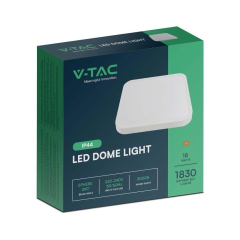 Plafon V-TAC 18W LED kwadrat 25x25cm natynkowy IP44 biały VT-8618 3000K 1830lm