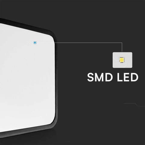 Plafon V-TAC 18W LED kwadrat 30x30cm natynkowy pilot czujnik ruchu IP44 czarny VT-8618S 4000K 1830lm