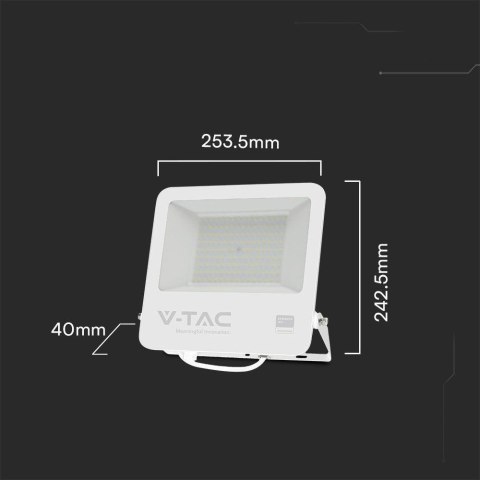 Projektor LED V-TAC 100W 100Lm/W Przewód 1mb SAMSUNG CHIP Biały VT-44104 6500K 8700lm 5 Lat Gwarancji