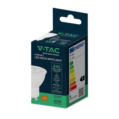 Żarówka LED V-TAC SAMSUNG CHIP 6W GU10 110st Ściemnialna VT-247 4000K 445lm