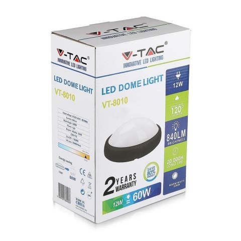 Plafon 12W LED V-TAC Owal Czarna IP54 VT-8010-B 3000K 840lm Plafon 12W LED V-TAC Owal Czarna IP54 VT-8010-B 3000K 840lm