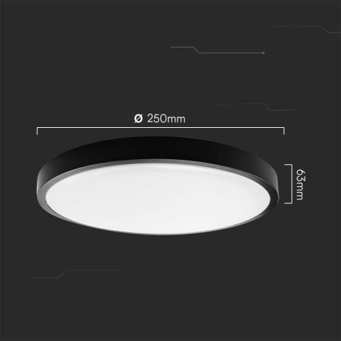 Plafon V-TAC 18W LED Okrągły 25cm Natynkowy IP44 Czarny VT-8618B 3000K 1830lm Plafon V-TAC 18W LED Okrągły 25cm Natynkowy IP44 Czarny VT-8618B 3000K 1830lm