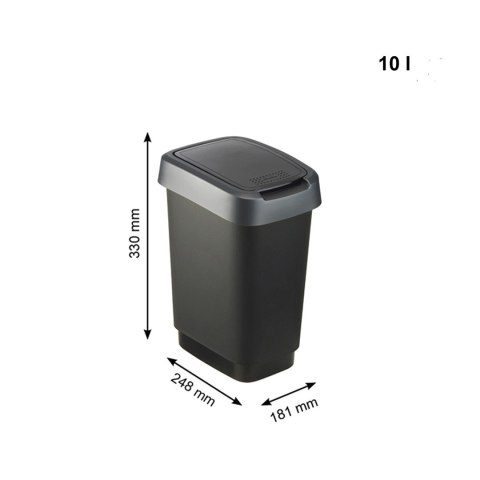 Rotho kosz na śmieci obrotowy TWIST srebrny 10L