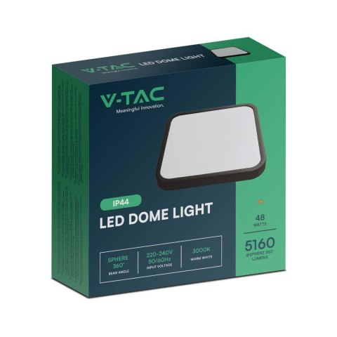Plafon V-TAC 48W LED Kwadrat 42x42cm Natynkowy IP44 Czarny VT-8630B 4000K 5160lm Plafon V-TAC 48W LED Kwadrat 42x42cm Natynkowy IP44 Czarny VT-8630B 4000K 5160lm