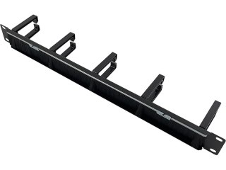 Organizator kabli 1U 19" z przepustem szczotkowym, 5 plastikowych uchwytów, czarny ALANTEC
