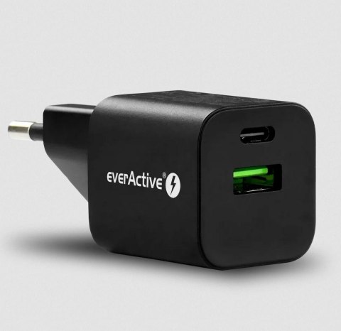 ŁADOWARKA SIECIOWA everActive GaN SC-390QB 30W 1xUSB-C 1xUSB-A PD PPS ŁADOWARKA SIECIOWA everActive GaN SC-390QB 30W 1xUSB-C 1xUSB-A PD PPS